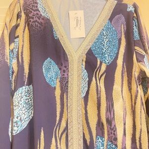 Purple and Blue Animal Print Kaftan or Abaya